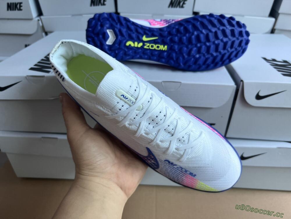Men's Nike Air Zoom Mercurial Vapor 15 Elite TF Artificial Turf Low-Tops Football Shoes - White/Blue/Pink
