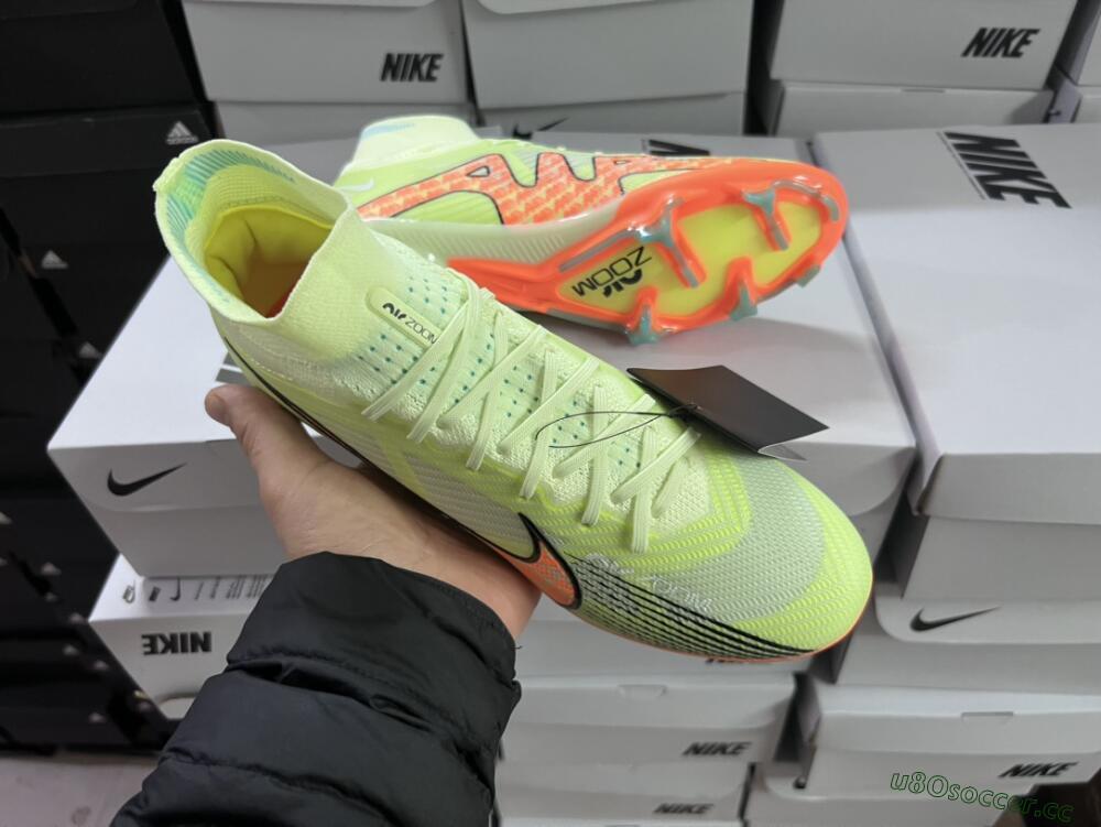 Men's Nike Air Zoom Mercurial Superfly 9 Elite FG Firm Ground High-Tops Football Boots - Green/Orange