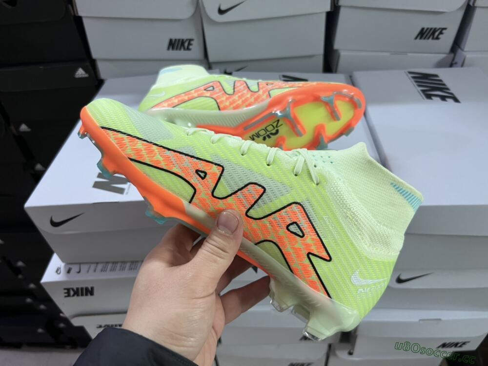 Men's Nike Air Zoom Mercurial Superfly 9 Elite FG Firm Ground High-Tops Football Boots - Green/Orange