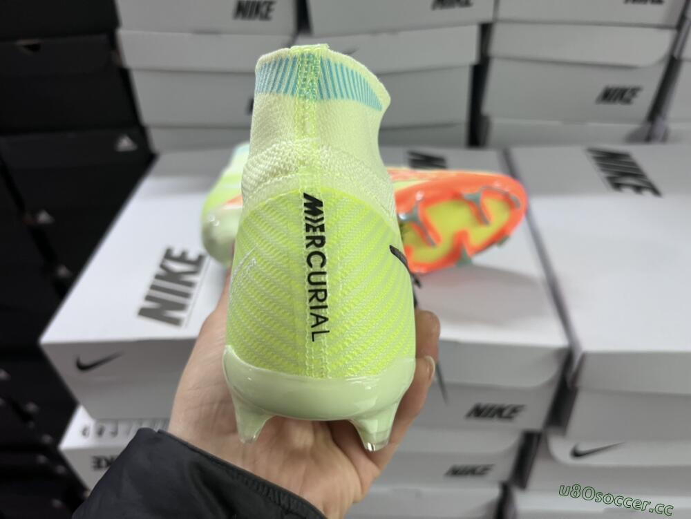 Men's Nike Air Zoom Mercurial Superfly 9 Elite FG Firm Ground High-Tops Football Boots - Green/Orange
