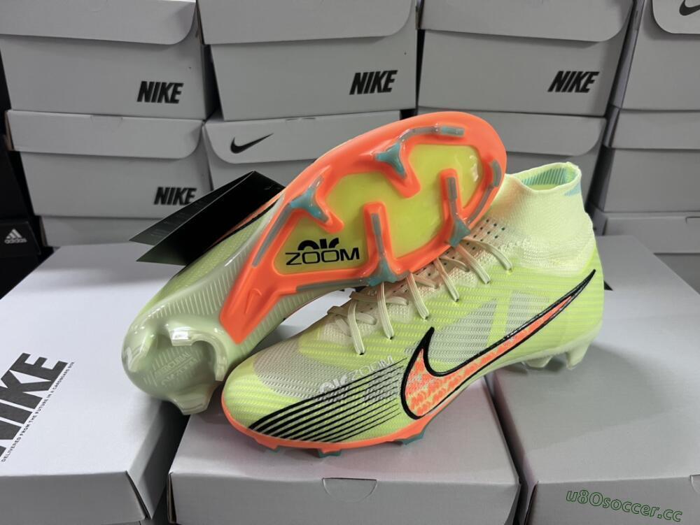 Men's Nike Air Zoom Mercurial Superfly 9 Elite FG Firm Ground High-Tops Football Boots - Green/Orange