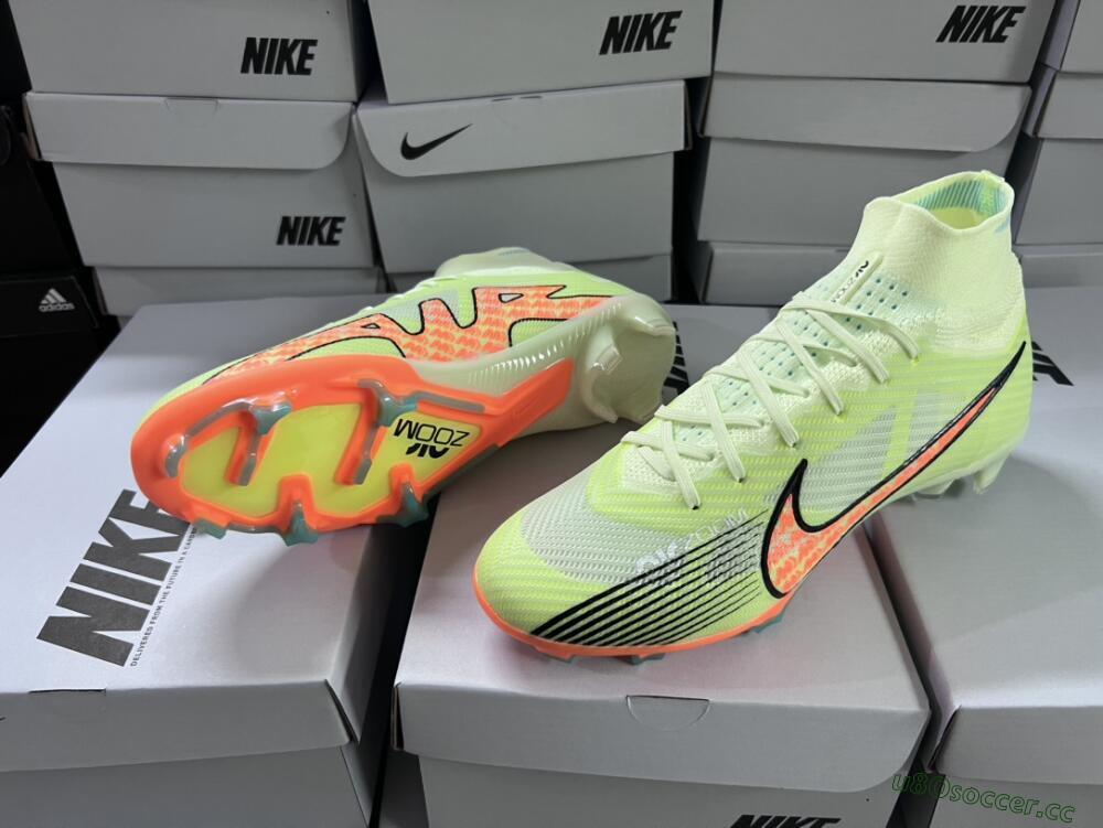 Men's Nike Air Zoom Mercurial Superfly 9 Elite FG Firm Ground High-Tops Football Boots - Green/Orange