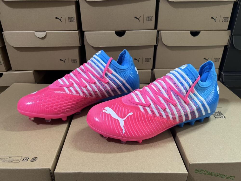 Men's Puma Future Z 1.3 Instinct MG Multi Ground Low-Tops Football Boots - Pink/Blue/White