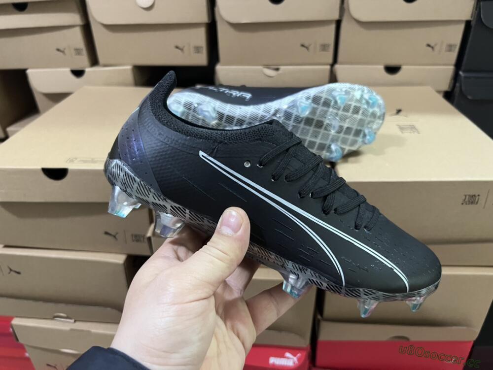 Men's Puma Ultra Ultimate FG Firm Ground Low-Tops Football Boots - Black/White/Blue