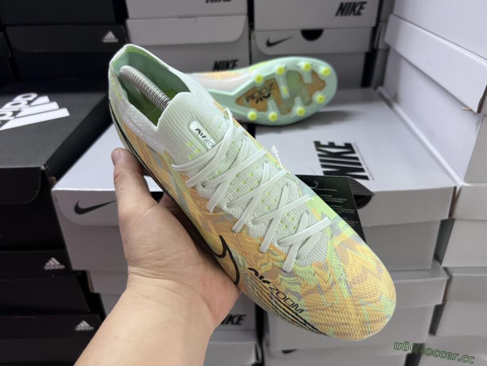 Unisex Nike Air Zoom Mercurial Vapor 15 Elite AG Artificial Grass Low-Tops Football Boots - White/Green/Orange