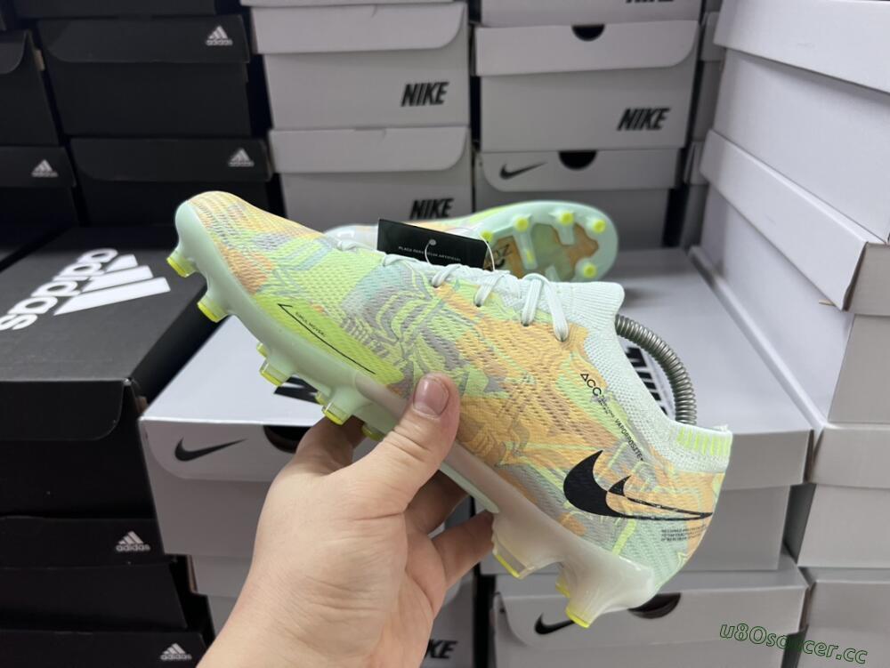Unisex Nike Air Zoom Mercurial Vapor 15 Elite AG Artificial Grass Low-Tops Football Boots - White/Green/Orange