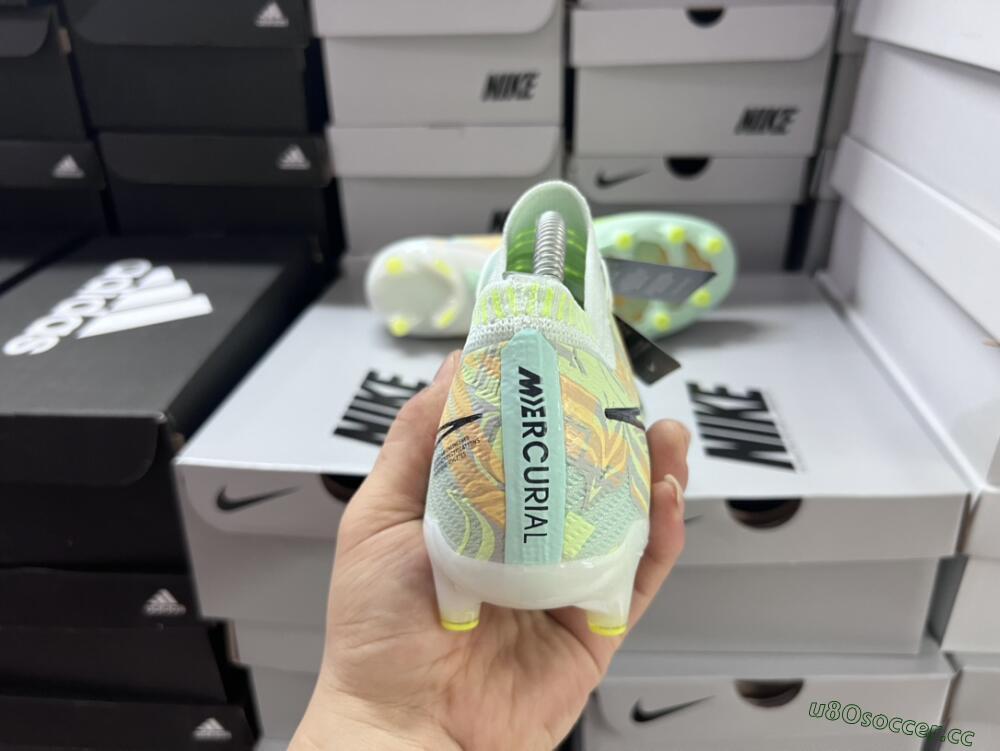 Unisex Nike Air Zoom Mercurial Vapor 15 Elite AG Artificial Grass Low-Tops Football Boots - White/Green/Orange