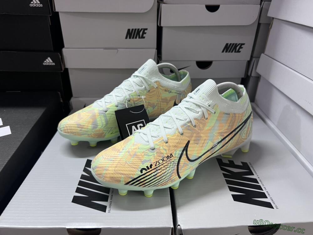 Unisex Nike Air Zoom Mercurial Vapor 15 Elite AG Artificial Grass Low-Tops Football Boots - White/Green/Orange