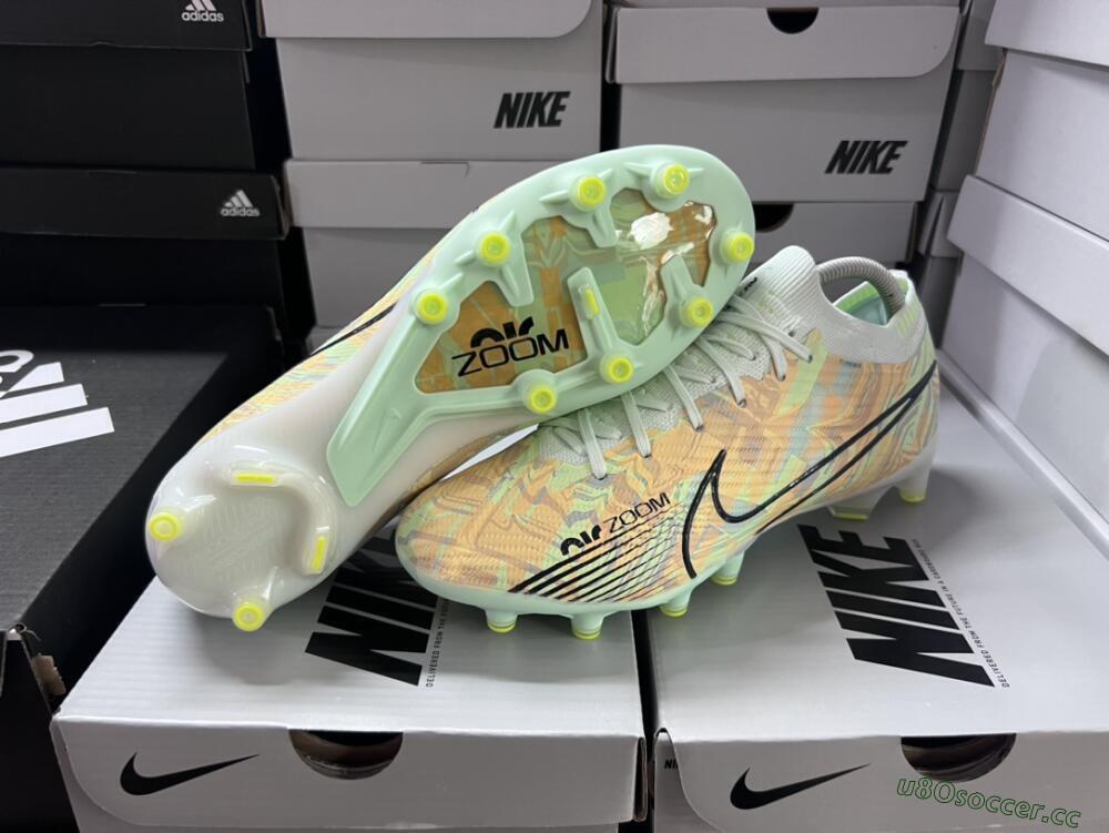 Unisex Nike Air Zoom Mercurial Vapor 15 Elite AG Artificial Grass Low-Tops Football Boots - White/Green/Orange