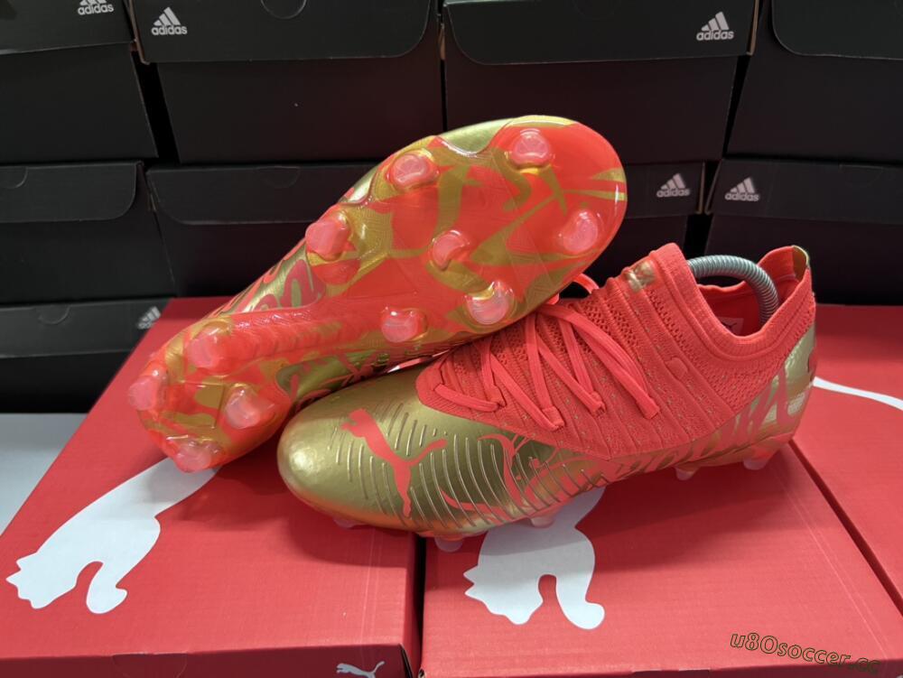 Unisex Puma Future Z 1.3 FG Firm Ground Low-Tops Football Boots - Red/Gold