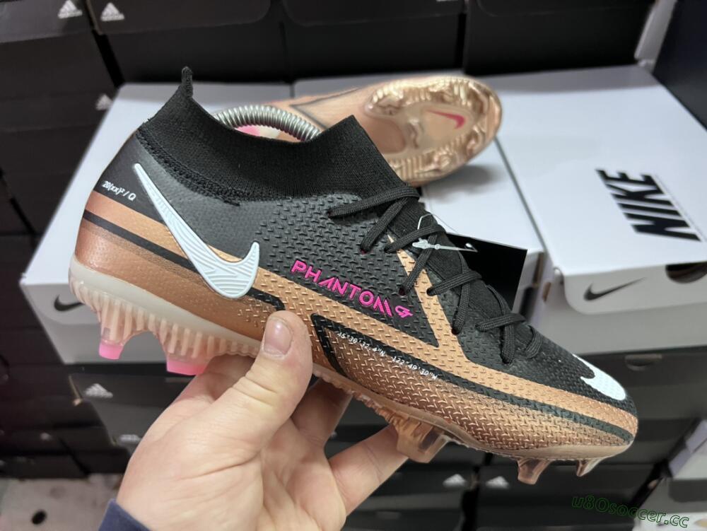 Men's Nike Phantom GT 2 DF Elite FG Firm Ground High-Tops Football Boots - Black/Gold/White