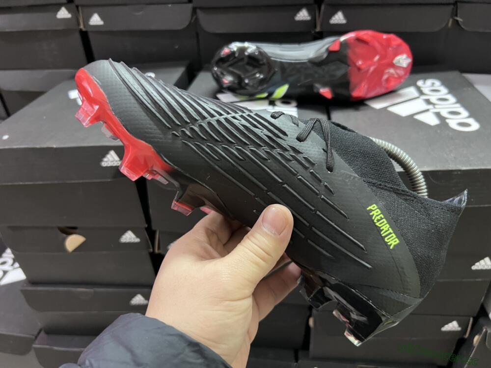 Men's Adidas Predator Edge Geometric.1 FG Firm Ground Low-Tops Football Boots - Black/Yellow/Red