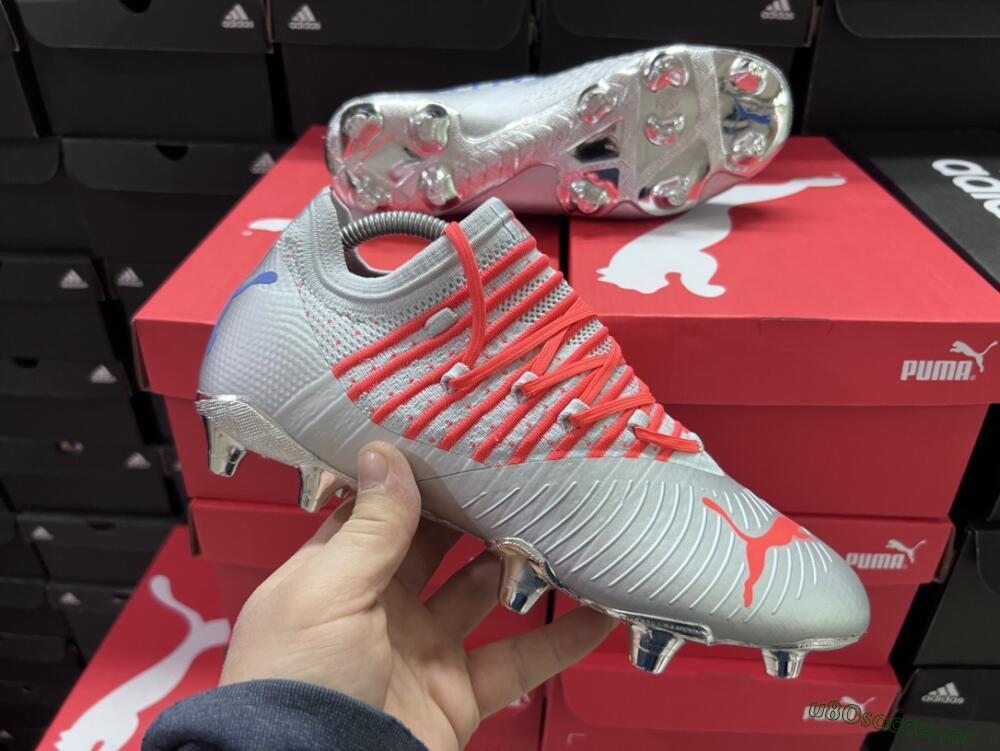 Men's Puma Future Z 1.3 Instinct FG Firm Ground Low-Tops Football Boots - Silver/Blue