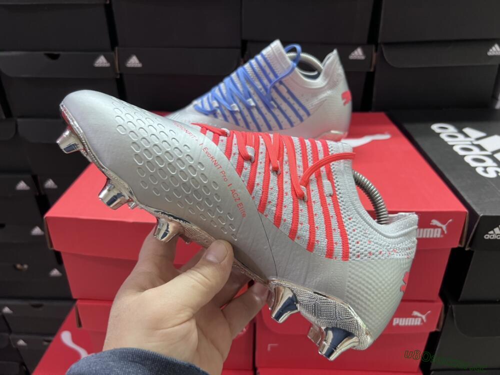 Men's Puma Future Z 1.3 Instinct FG Firm Ground Low-Tops Football Boots - Silver/Blue