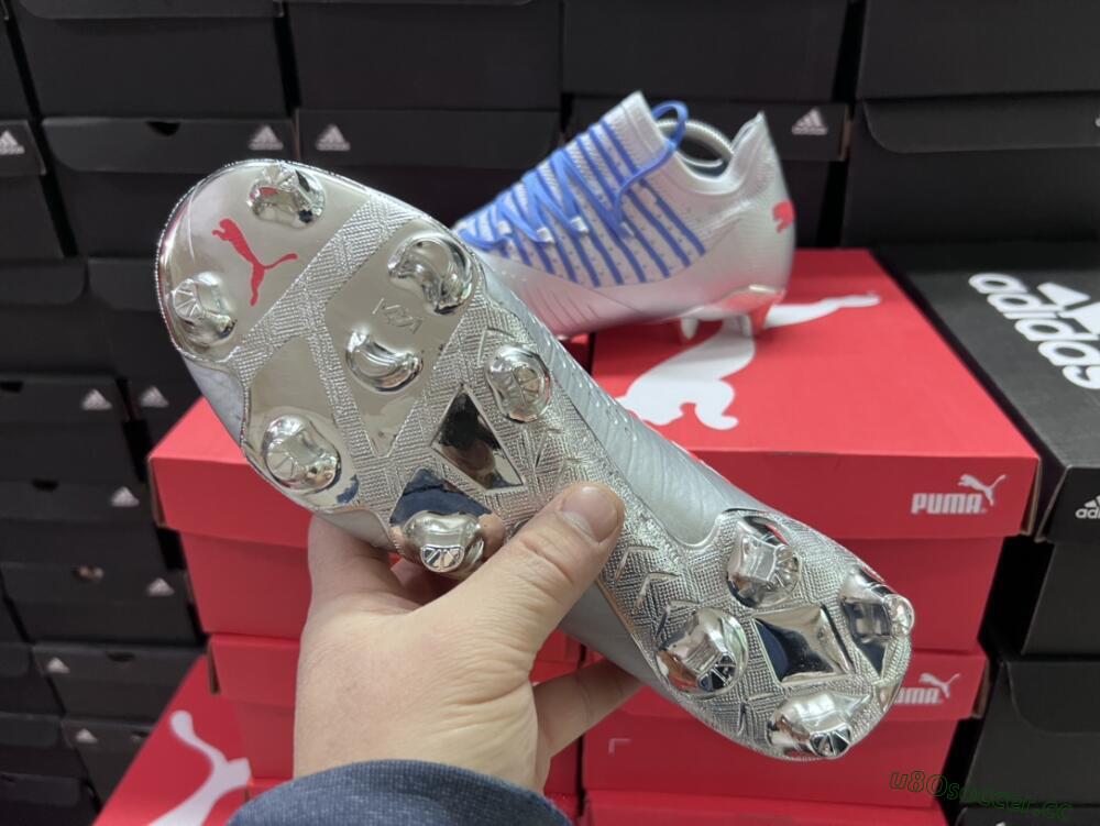 Men's Puma Future Z 1.3 Instinct FG Firm Ground Low-Tops Football Boots - Silver/Blue