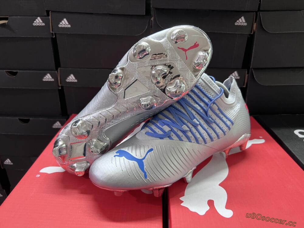 Men's Puma Future Z 1.3 Instinct FG Firm Ground Low-Tops Football Boots - Silver/Blue