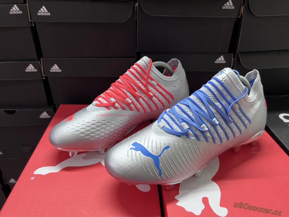 Men's Puma Future Z 1.3 Instinct FG Firm Ground Low-Tops Football Boots - Silver/Blue
