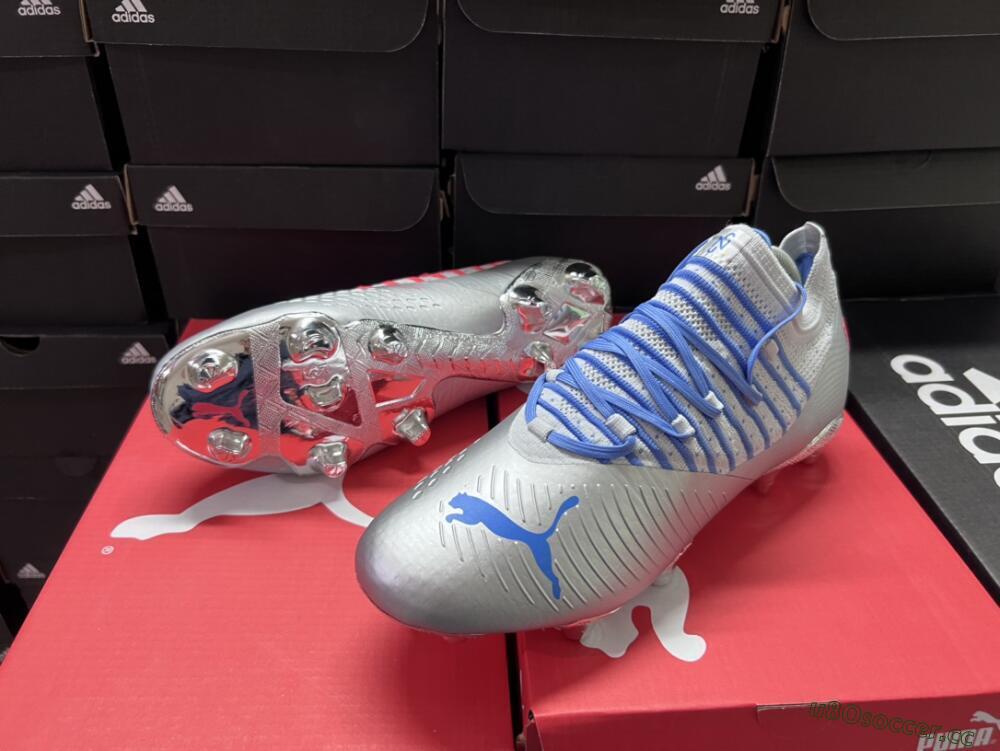 Men's Puma Future Z 1.3 Instinct FG Firm Ground Low-Tops Football Boots - Silver/Blue