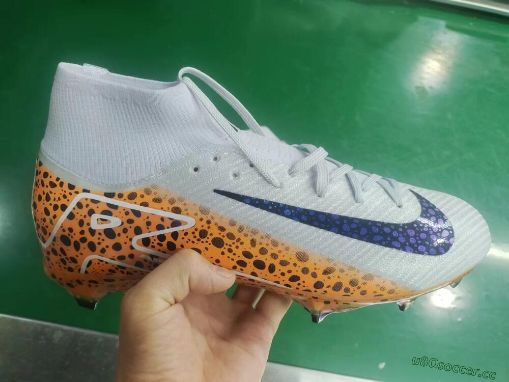Men's Nike Air Zoom Mercurial Superfly 10 Elite FG Firm Ground High-Tops Football Boots - Grey/Leopard/Gold