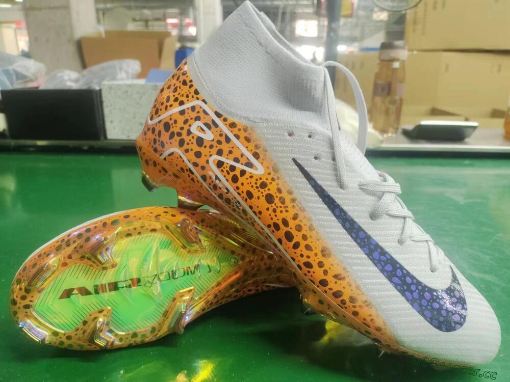 Men's Nike Air Zoom Mercurial Superfly 10 Elite FG Firm Ground High-Tops Football Boots - Grey/Leopard/Gold