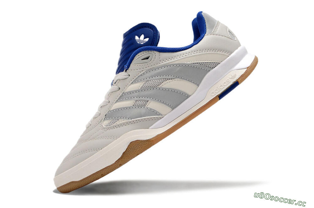 Unisex Adidas Predator Mundial IC Indoor & Futsal Low-Tops Football Shoes - Grey/Blue/White 5
