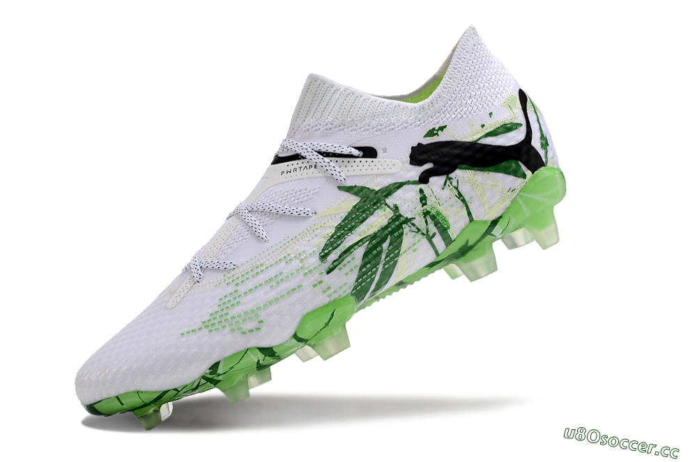 Men's Puma Future 7 Ultimate FG Firm Ground Low-Tops Football Boots - White/Black/Green 4
