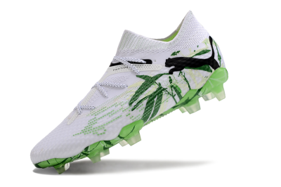 Men's Puma Future 7 Ultimate FG Firm Ground Low-Tops Football Boots - White/Black/Green