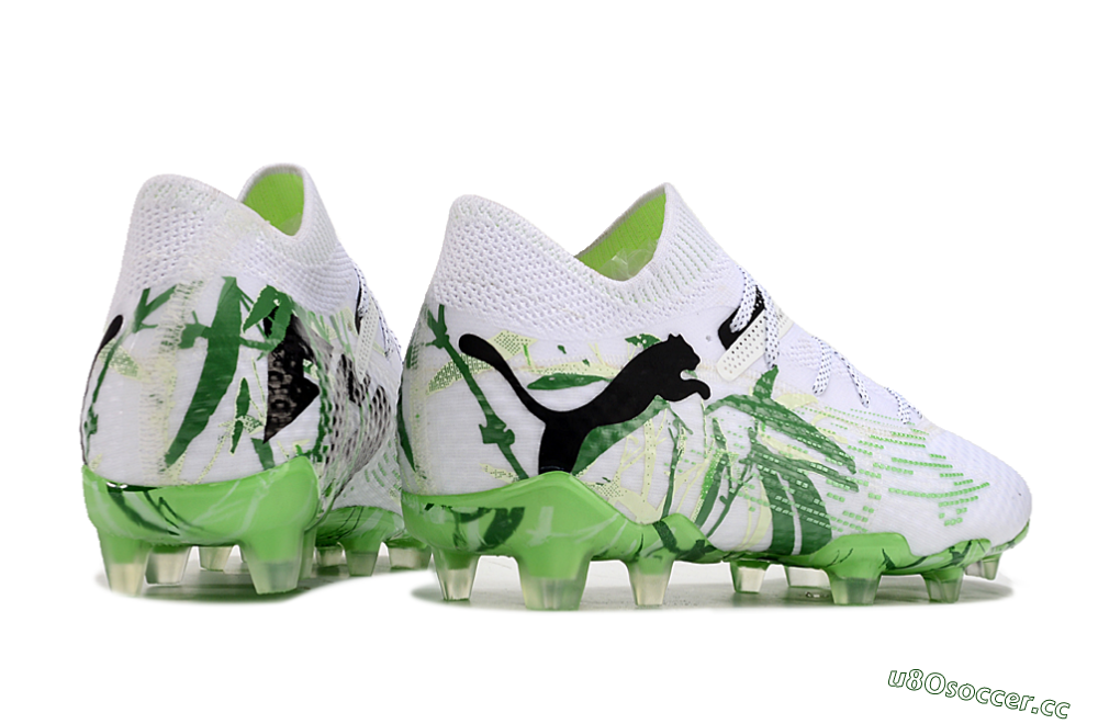 Men's Puma Future 7 Ultimate FG Firm Ground Low-Tops Football Boots - White/Black/Green 6
