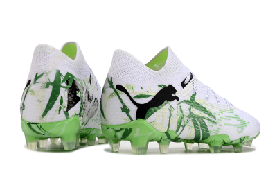 Men's Puma Future 7 Ultimate FG Firm Ground Low-Tops Football Boots - White/Black/Green