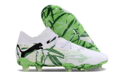 Men's Puma Future 7 Ultimate FG Firm Ground Low-Tops Football Boots - White/Black/Green