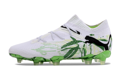Men's Puma Future 7 Ultimate FG Firm Ground Low-Tops Football Boots - White/Black/Green