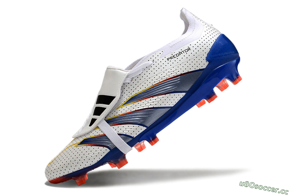 Men's Adidas Predator Elite Foldover Tongue Euphoria FG Firm Ground Low-Tops Football Boots - White/Silver/Blue 5