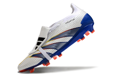 Men's Adidas Predator Elite Foldover Tongue Euphoria FG Firm Ground Low-Tops Football Boots - White/Silver/Blue