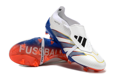 Men's Adidas Predator Elite Foldover Tongue Euphoria FG Firm Ground Low-Tops Football Boots - White/Silver/Blue