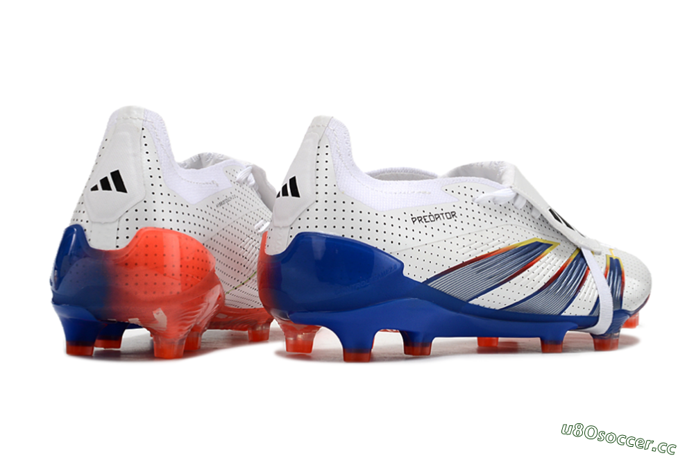 Men's Adidas Predator Elite Foldover Tongue Euphoria FG Firm Ground Low-Tops Football Boots - White/Silver/Blue 6