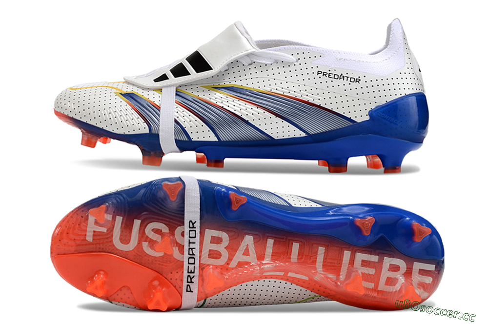 Men's Adidas Predator Elite Foldover Tongue Euphoria FG Firm Ground Low-Tops Football Boots - White/Silver/Blue 1