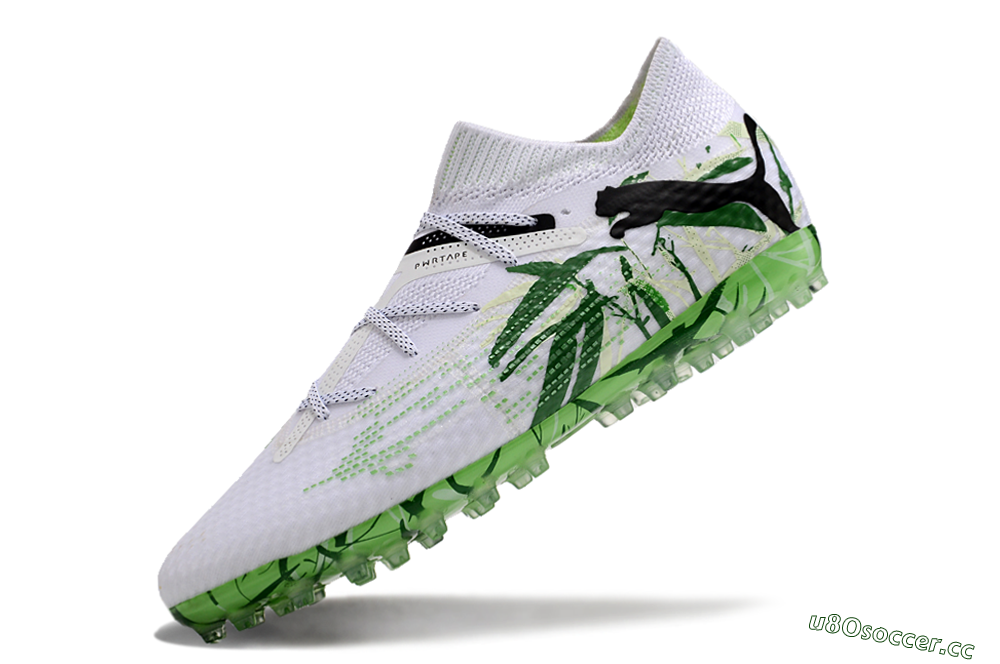 Men's Puma Future 7 Ultimate MG Multi Ground Low-Tops Football Boots - White/Black/Green 4