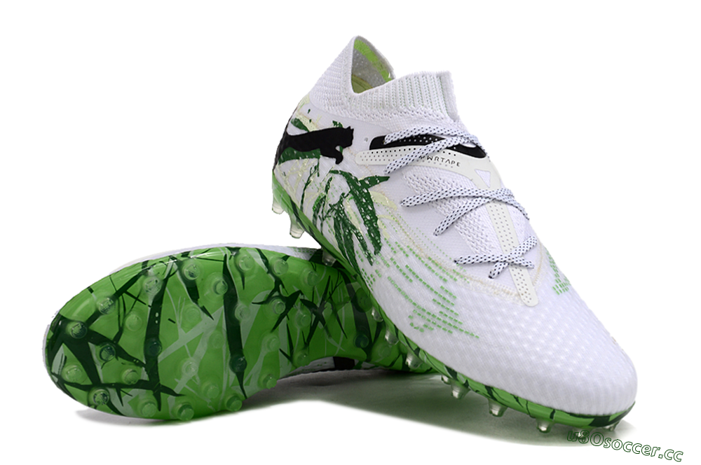 Men's Puma Future 7 Ultimate MG Multi Ground Low-Tops Football Boots - White/Black/Green 3