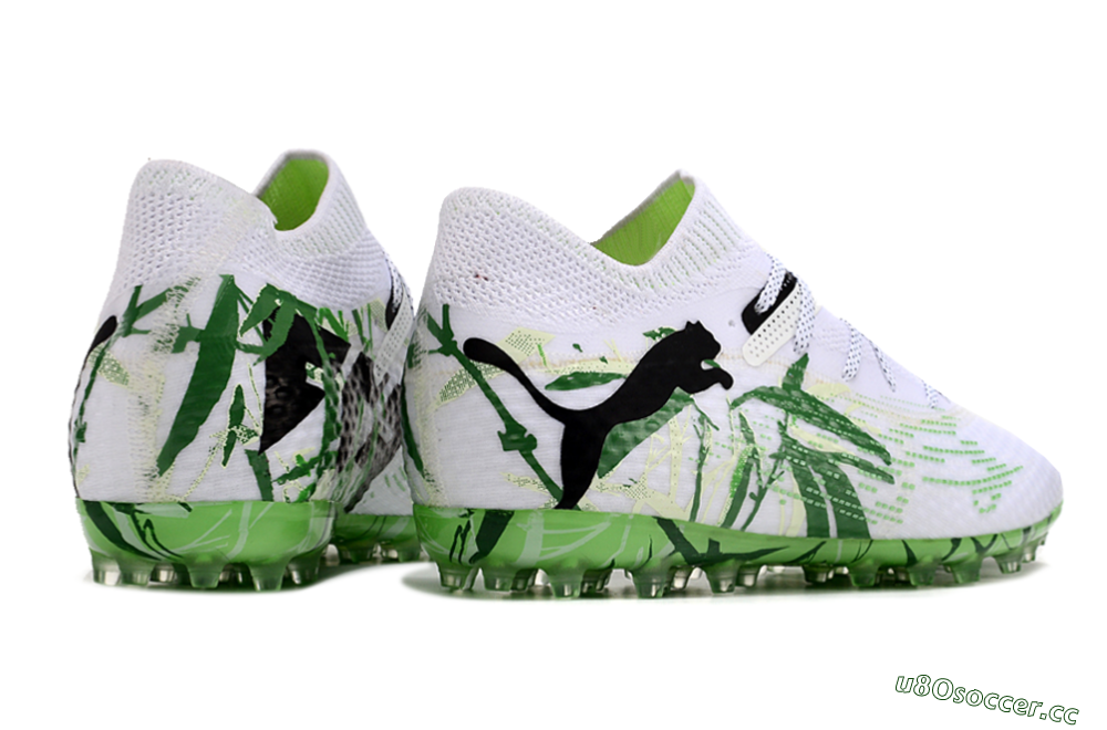 Men's Puma Future 7 Ultimate MG Multi Ground Low-Tops Football Boots - White/Black/Green 6