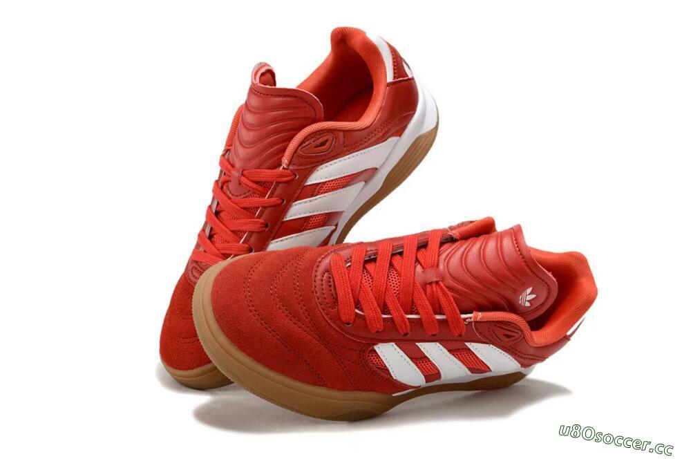 Unisex Adidas Predator Mundial IC Indoor & Futsal Low-Tops Football Shoes - Red/White/Brown 3