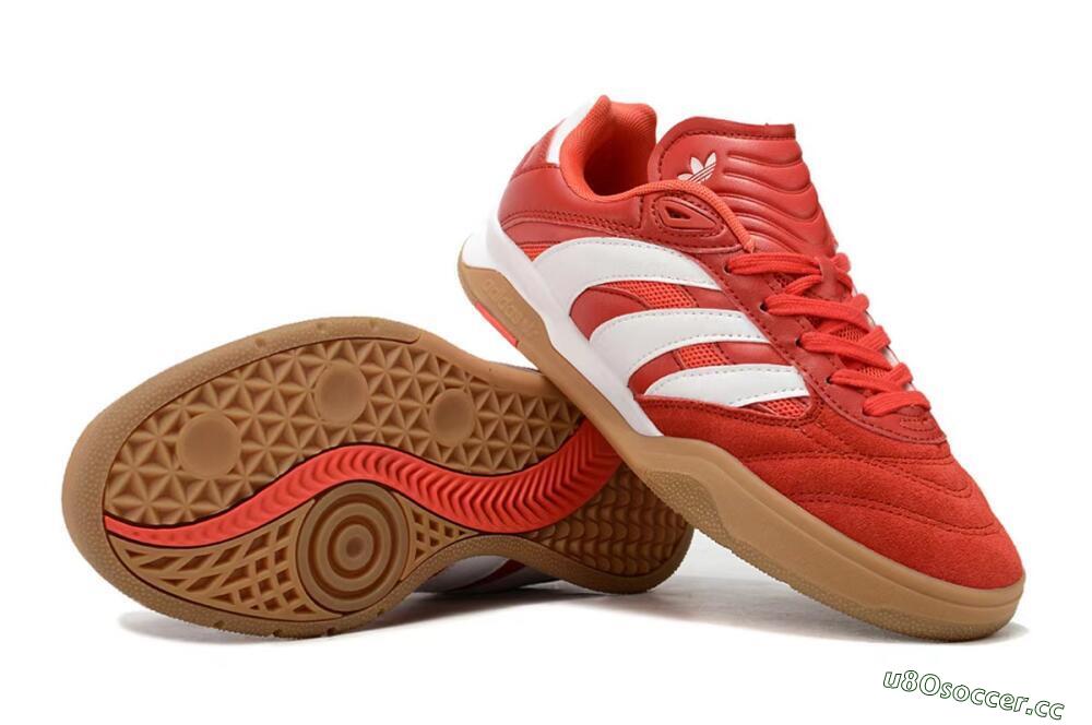 Unisex Adidas Predator Mundial IC Indoor & Futsal Low-Tops Football Shoes - Red/White/Brown 1