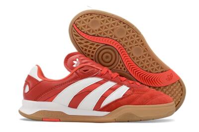 Unisex Adidas Predator Mundial IC Indoor & Futsal Low-Tops Football Shoes - Red/White/Brown