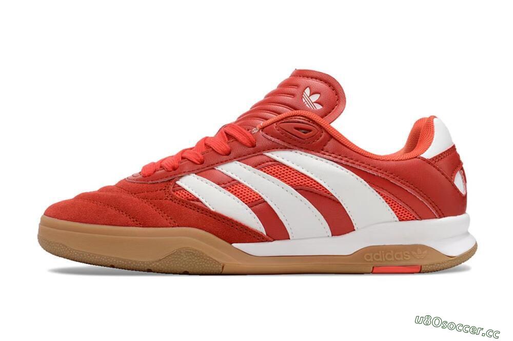 Unisex Adidas Predator Mundial IC Indoor & Futsal Low-Tops Football Shoes - Red/White/Brown 0