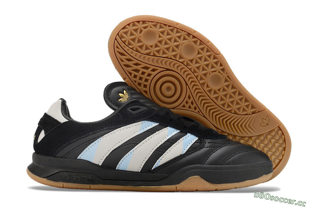 Unisex Adidas Predator Mundial IC Indoor & Futsal Low-Tops Football Shoes - Black/White/Blue 2