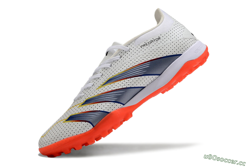 Men's Adidas Predator 24 Elite TF Artificial Turf Low-Tops Football Shoes - White/Silver/Red 5