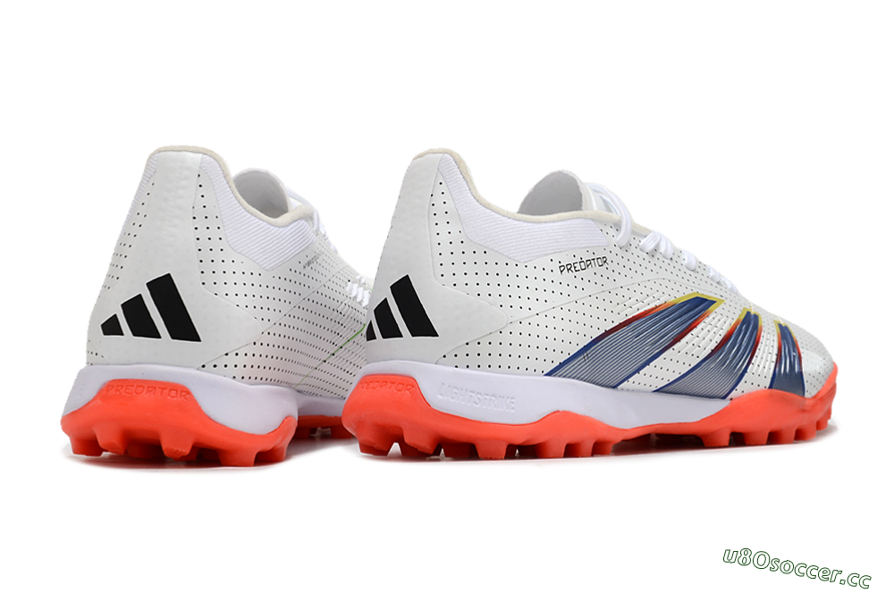Men's Adidas Predator 24 Elite TF Artificial Turf Low-Tops Football Shoes - White/Silver/Red 6