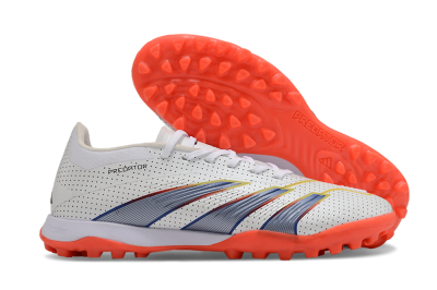 Men's Adidas Predator 24 Elite TF Artificial Turf Low-Tops Football Shoes - White/Silver/Red
