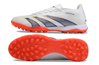 Men's Adidas Predator 24 Elite TF Artificial Turf Low-Tops Football Shoes - White/Silver/Red