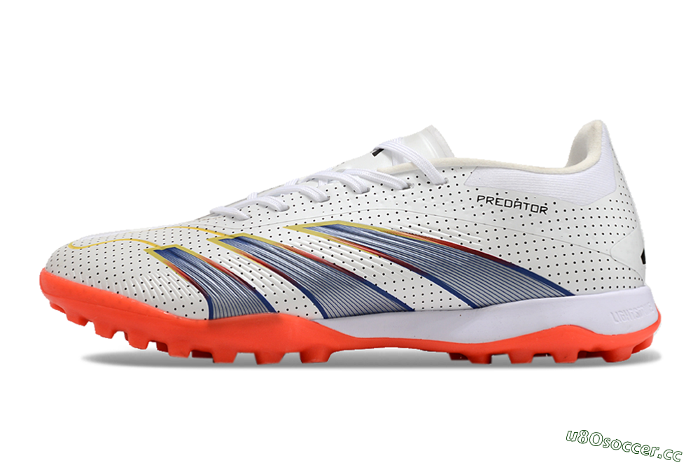 Men's Adidas Predator 24 Elite TF Artificial Turf Low-Tops Football Shoes - White/Silver/Red 0
