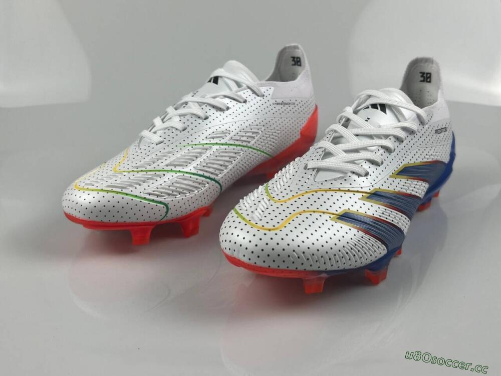 Men's Adidas Predator 24 Elite Euphoria FG Firm Ground Low-Tops Football Boots - White/Silver/Blue